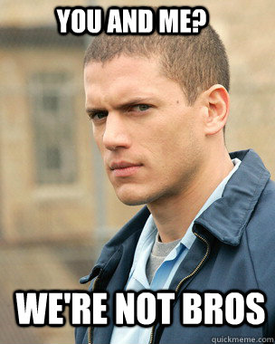 You and me? We're not bros - You and me? We're not bros  Prison Break