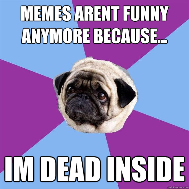 Memes arent funny anymore because... Im dead inside - Memes arent funny anymore because... Im dead inside  Lonely Pug