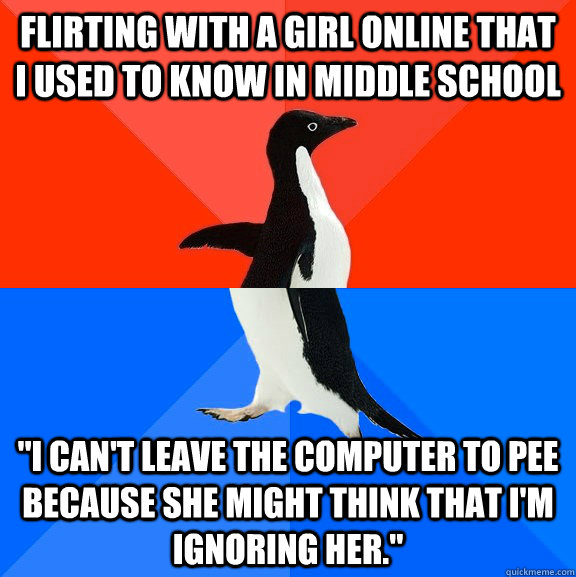 Flirting with a girl online that I used to know in Middle school 