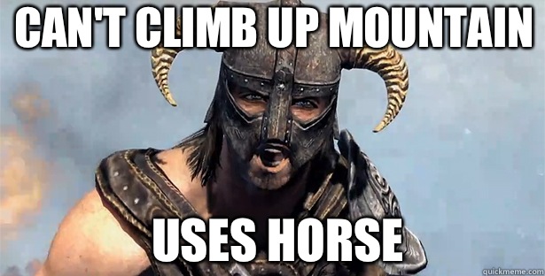 Can't climb up mountain Uses horse  skyrim