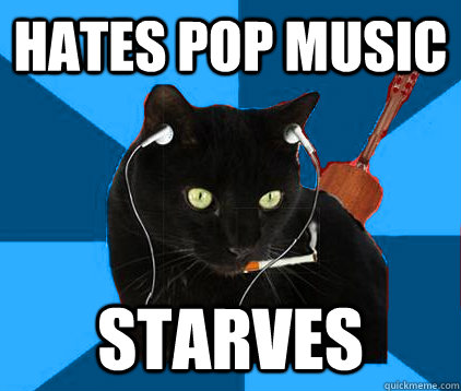 Hates pop music starves  Socially Awkward Berklee Cat