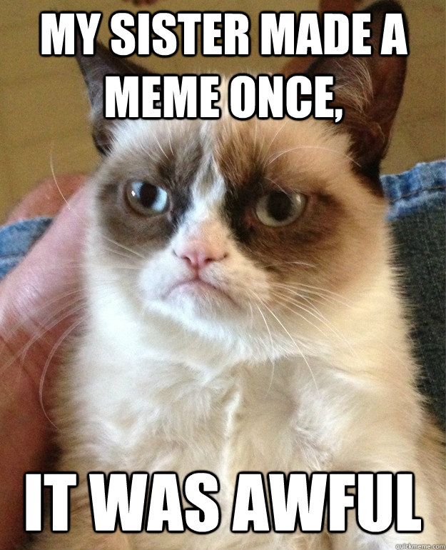 My sister made a meme once, it was awful  Grumpy Cat