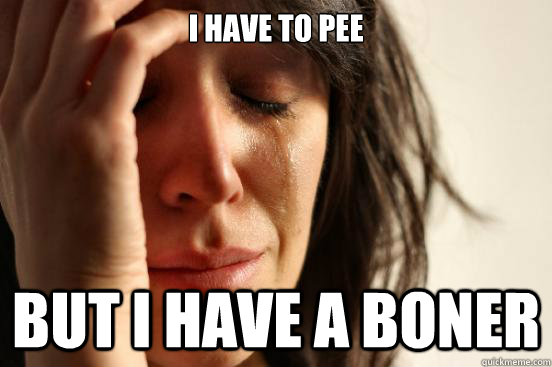 I have to pee But i have a boner  First World Problems
