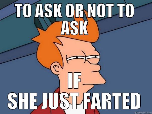 TO ASK OR NOT TO ASK IF SHE JUST FARTED Futurama Fry