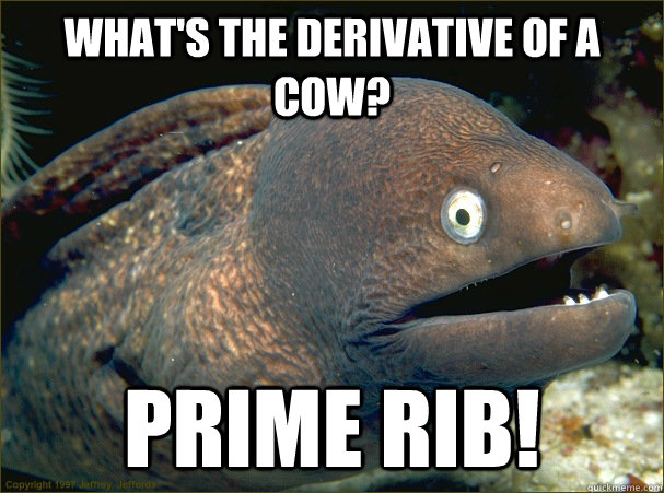 What's the derivative of a cow? Prime rib! - What's the derivative of a cow? Prime rib!  Bad Joke Eel