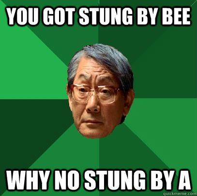 you got stung by bee why no stung by a - you got stung by bee why no stung by a  High Expectations Asian Father