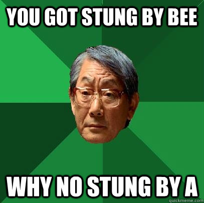 you got stung by bee why no stung by a  High Expectations Asian Father