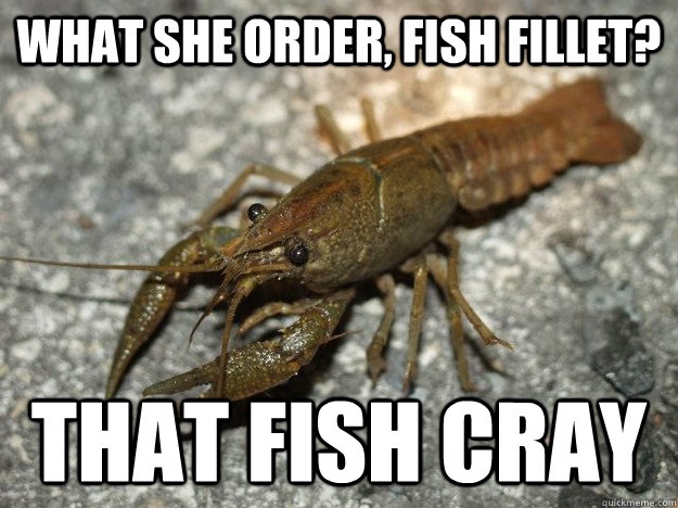what she order, fish fillet? that fish cray  