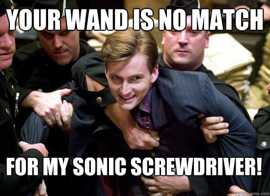 your wand is no match  for my sonic screwdriver!  david tennant