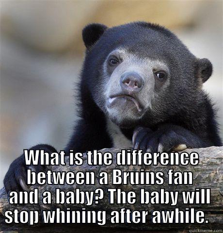 WHAT IS THE DIFFERENCE BETWEEN A BRUINS FAN AND A BABY?  THE BABY WILL STOP WHINING AFTER AWHILE.   Confession Bear