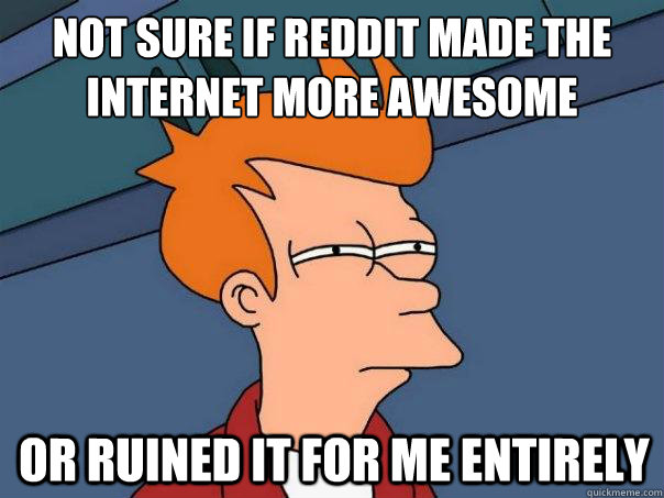 Not sure if reddit made the internet more awesome Or ruined it for me entirely  Futurama Fry