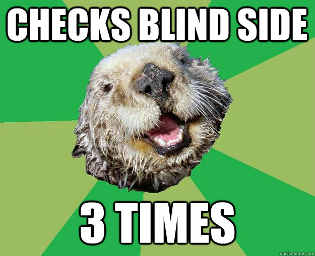 Checks blind side 3 times  OCD Otter