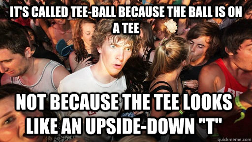 It's called tee-ball because the ball is on a tee not because the tee looks like an upside-down 