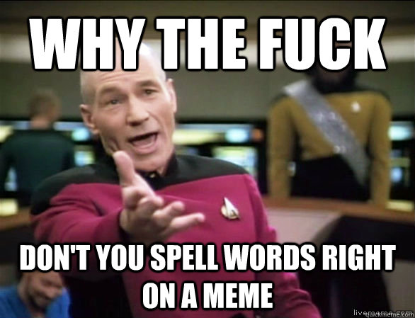 why the fuck don't you spell words right on a meme  Annoyed Picard HD