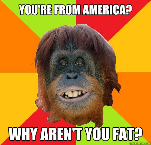 You're from America? Why aren't you fat?  Culturally Oblivious Orangutan