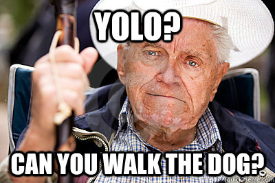 Yolo? can you walk the dog? - Yolo? can you walk the dog?  unhip old man