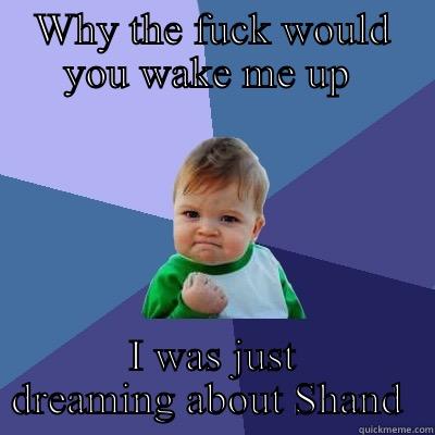 WHY THE FUCK WOULD YOU WAKE ME UP  I WAS JUST DREAMING ABOUT SHAND  Success Kid