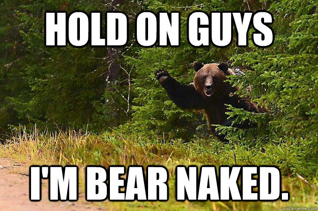 Hold on guys I'm bear naked.  