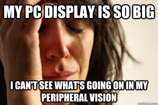 My PC display is so big I can't see what's going on in my peripheral vision  First World Problems