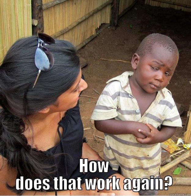  HOW DOES THAT WORK AGAIN? Skeptical Third World Kid