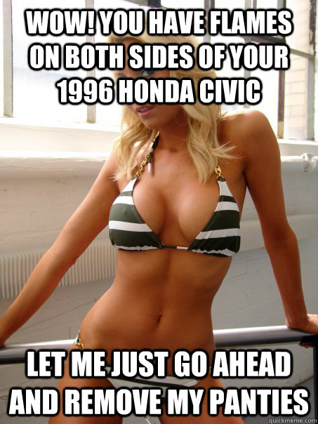 wow! you have flames on both sides of your 1996 honda civic let me just go ahead and remove my panties - wow! you have flames on both sides of your 1996 honda civic let me just go ahead and remove my panties  Misc
