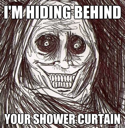 I'm hiding behind your shower curtain  Horrifying Houseguest