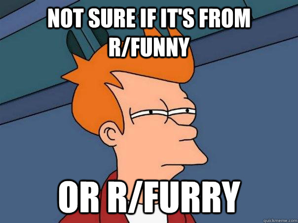 Not sure if it's from r/funny Or r/Furry  Futurama Fry