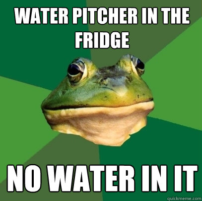 Water pitcher in the fridge no water in it  Foul Bachelor Frog