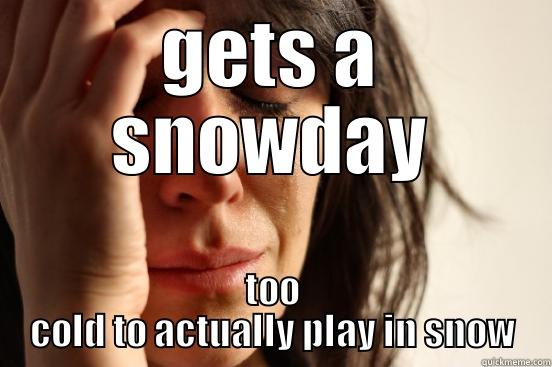 GETS A SNOWDAY TOO COLD TO ACTUALLY PLAY IN SNOW First World Problems