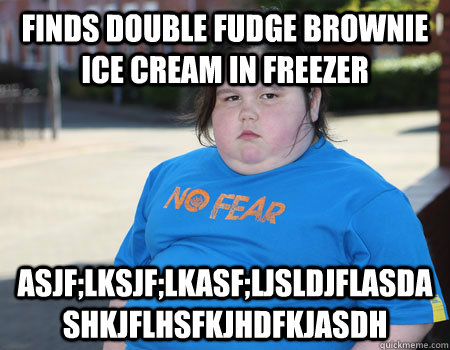 FINDS DOUBLE FUDGE BROWNIE ICE CREAM IN FREEZER ASJF;LKSJF;LKASF;LJSLDJFLASDASHKJFLHSFKJHDFKJASDH - FINDS DOUBLE FUDGE BROWNIE ICE CREAM IN FREEZER ASJF;LKSJF;LKASF;LJSLDJFLASDASHKJFLHSFKJHDFKJASDH  Fat Kid Problems