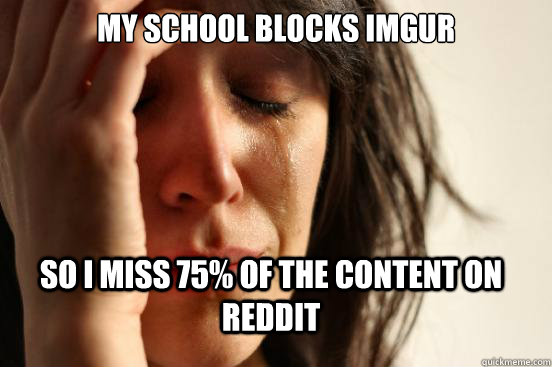 My school blocks Imgur So i miss 75% of the content on Reddit  FirstWorldProblems