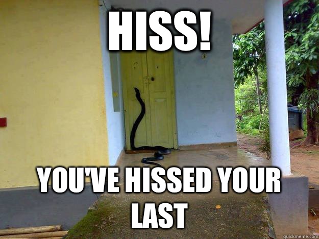 Hiss! You've hissed your last  
