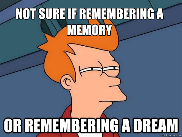 Not sure if remembering a memory Or remembering a dream  Futurama Fry