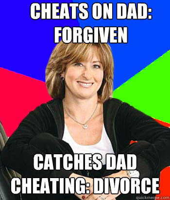 Cheats on dad: Forgiven catches dad cheating: DIVORCE  Sheltering Suburban Mom