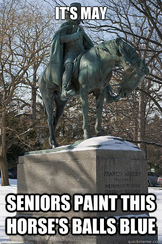 It's May Seniors paint this horse's balls blue - It's May Seniors paint this horse's balls blue  Drew University Meme