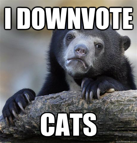 I DOWNVOTE cats - I DOWNVOTE cats  Confession Bear