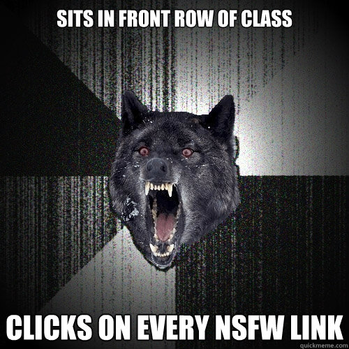 Sits in front row of class Clicks on every NSFW link  Insanity Wolf