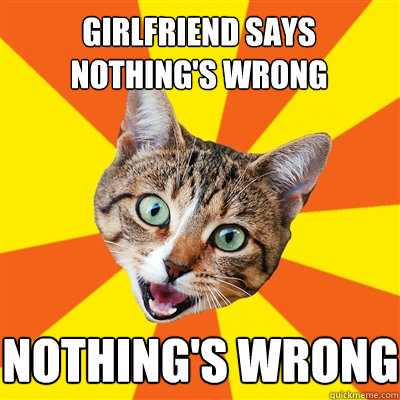 Girlfriend says nothing's wrong Nothing's wrong  Bad Advice Cat