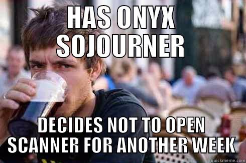 Now that that day has passed... - HAS ONYX SOJOURNER DECIDES NOT TO OPEN SCANNER FOR ANOTHER WEEK Lazy College Senior