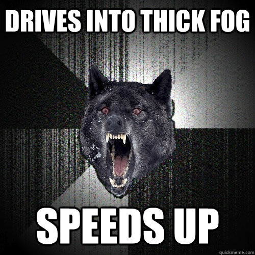 Drives into thick fog SPEEDS UP  Insanity Wolf