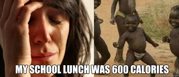  my school lunch was 600 calories   First World Problems  Third World Success