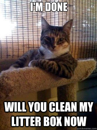 I'm done Will you clean my litter box now  The Most Interesting Cat in the World