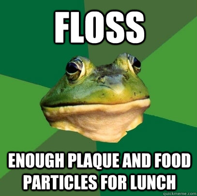 Floss enough Plaque and food particles for lunch  Foul Bachelor Frog