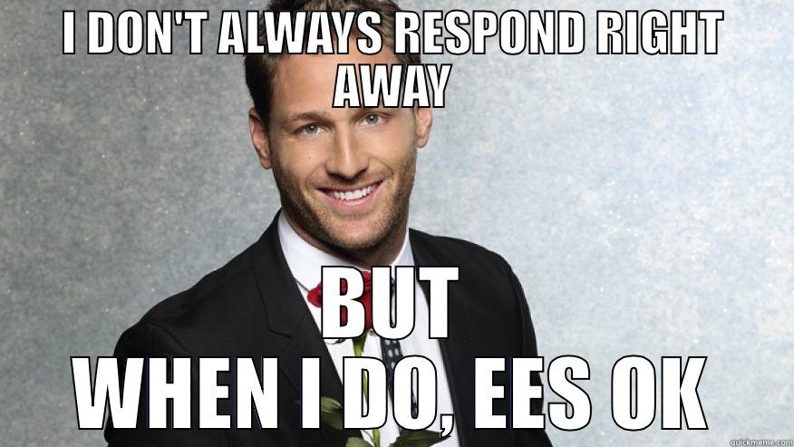 I DON'T ALWAYS RESPOND RIGHT AWAY BUT WHEN I DO, EES OK Misc