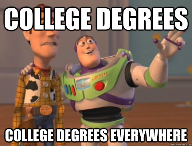 College Degrees College Degrees everywhere  Buzz Lightyear