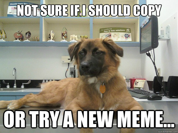 Not sure if I should copy Fry... Or try a new meme...  Suspicious Dog