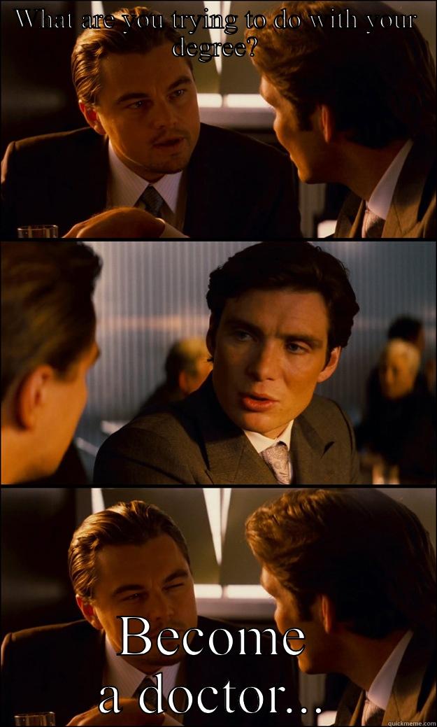 WHAT ARE YOU TRYING TO DO WITH YOUR DEGREE? BECOME A DOCTOR... Inception