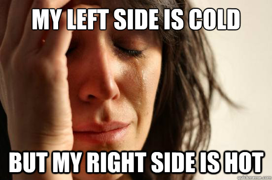 My Left side is cold But my right side is hot  First World Problems