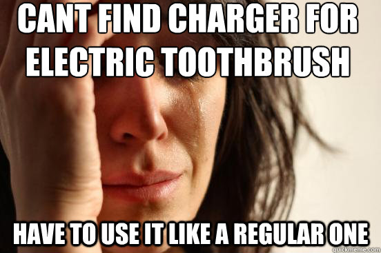 Cant find charger for electric toothbrush Have to use it like a regular one  First World Problems