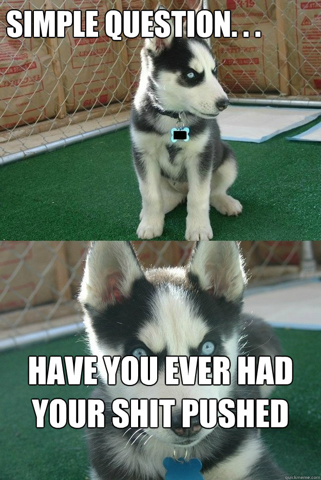 Simple question. . .  Have you ever had your shit pushed in? - Simple question. . .  Have you ever had your shit pushed in?  Insanity puppy